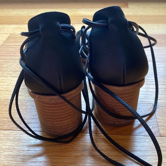 Madewell Daniela Black Leather Lace Up Gladiator Sandals Strappy Block Heel 10 - Picture 4 of 10